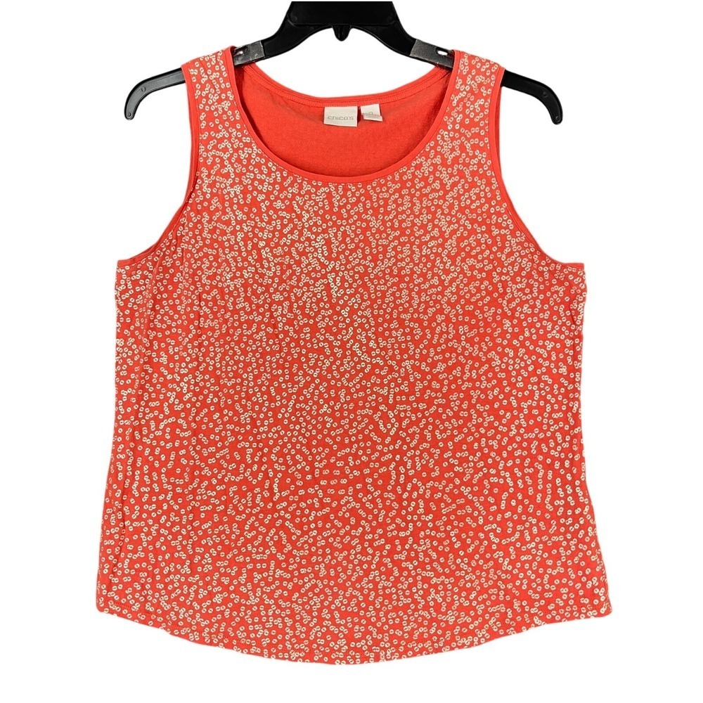 Chicos‎ Tank Top Size L Ditzy Floral Fairy Office Sophisticated Chic Luxe Casual